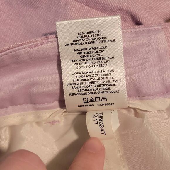 Express Mid Ride Stretch Columnist Ankle Linen Blend Pants - Picture 10 of 10